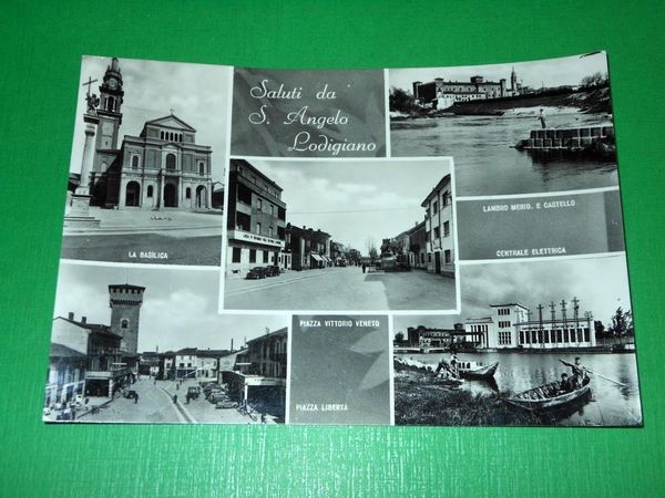 Cartolina Saluti da Sant'Angelo Lodigiano - Vedute diverse 1962