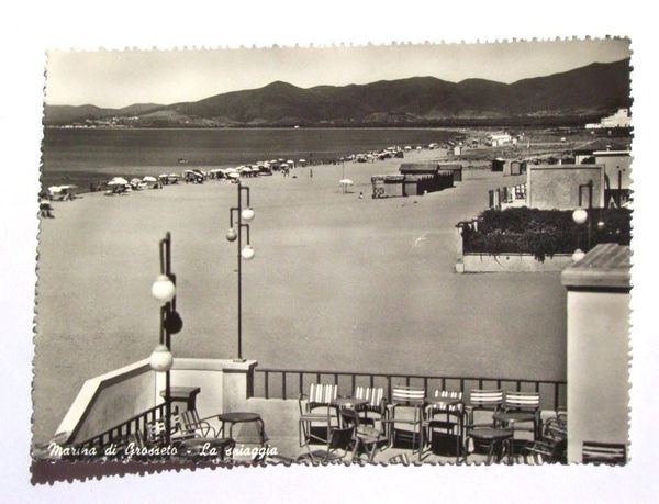Cartolina Marina di Grosseto - La spiaggia 1956