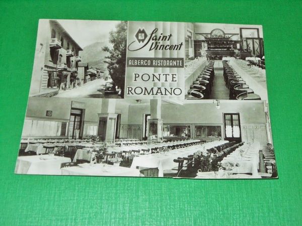 Cartolina Saint Vincent - Albergo Ristorante Ponte Romano 1955 ca