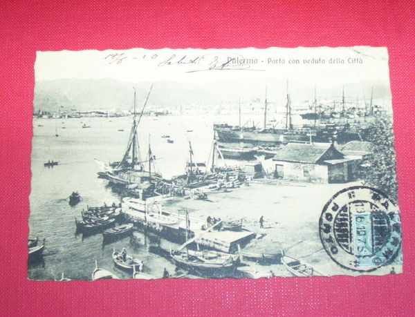 Cartolina Palermo - Porto e panorama della Città 1910