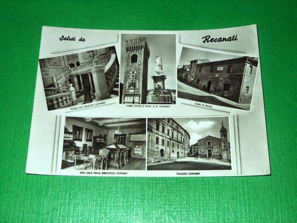 Cartolina Saluti da Recanati - Vedute diverse 1955 ca
