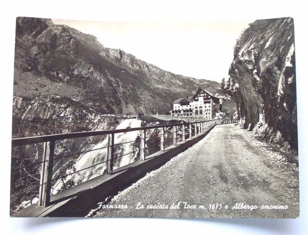 Cartolina Formazza Cascata del Toce Albergo Anonimo '57