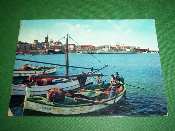 Cartolina Alghero - Barche a riposo 1965