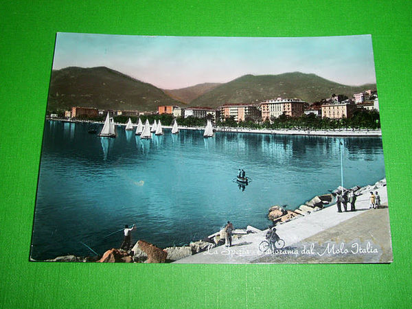 Cartolina La Spezia - Panorama dal Molo Italia 1959