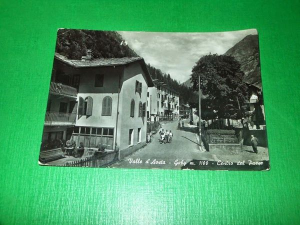 Cartolina Valle d' Aosta - Gaby - Centro del Paese …