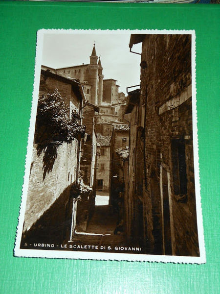 Cartolina Urbino - Le scalette di S. Giovanni 1940 ca