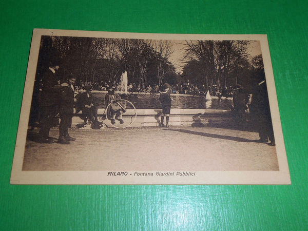 Cartolina Milano - Fontana Giardini Pubblici 1925 ca