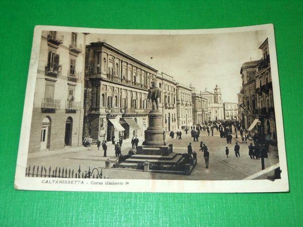 Cartolina Caltanissetta - Corso Umberto I° 1938