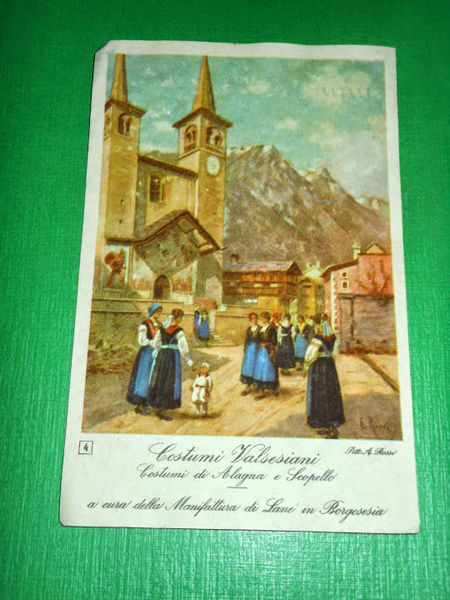 Cartolina Costumi Valsesiani - Costumi di Alagna e Scopello 1962