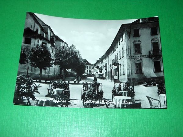 Cartolina Santa Maria Maggiore - Albergo Locarno e Chiesa 1956