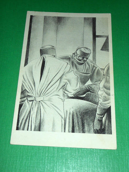 Cartolina Militaria WWI CRI - Medico italiano in guerra Disegno …