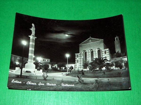 Cartolina Latina - Chiesa San Marco - Notturno 1960 ca