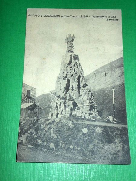 Cartolina Piccolo S. Bernardo - Monumento a San Bernardo 1923