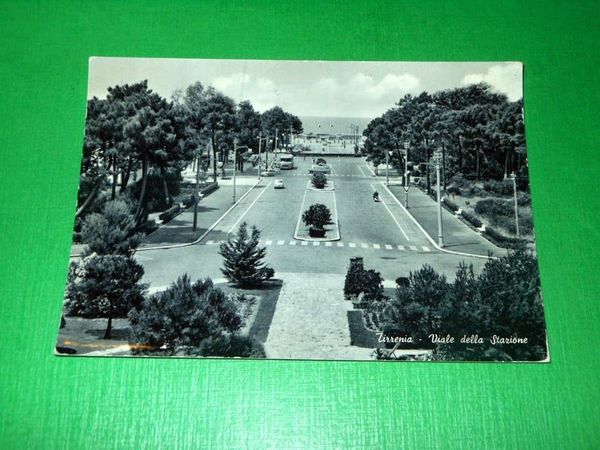 Cartolina Tirrenia - Viale della Stazione 1964