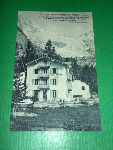 Cartolina Valle d' Aosta - Hotel Pension de Purtud 1913