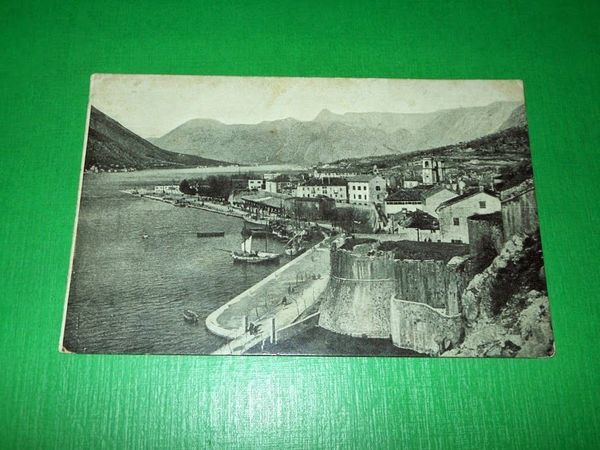 Cartolina Panorama di Cattaro bombardata dai montenegrini dal Loycen 1915