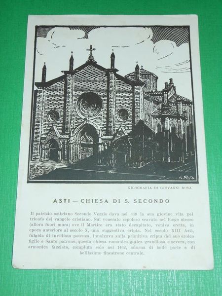 Cartolina Asti - Chiesa di S. Secondo ( xilografia di …