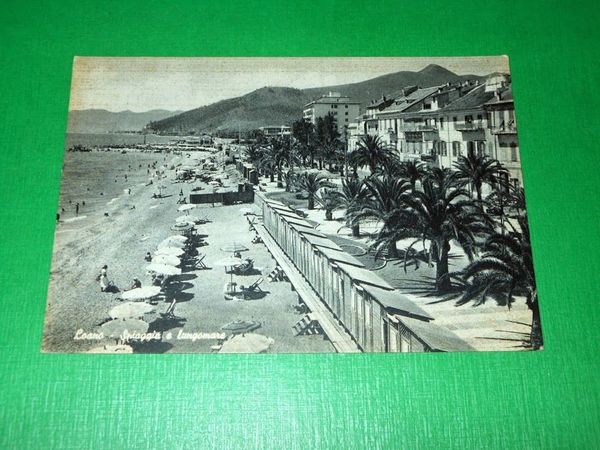 Cartolina Loano - Spiaggia e lungomare 1961