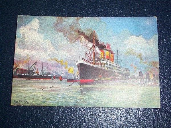 Cartolina Navigazione - Navi in porto 1930 ca