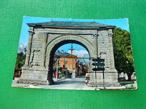 Cartolina Aosta - Arco di Augusto 1963