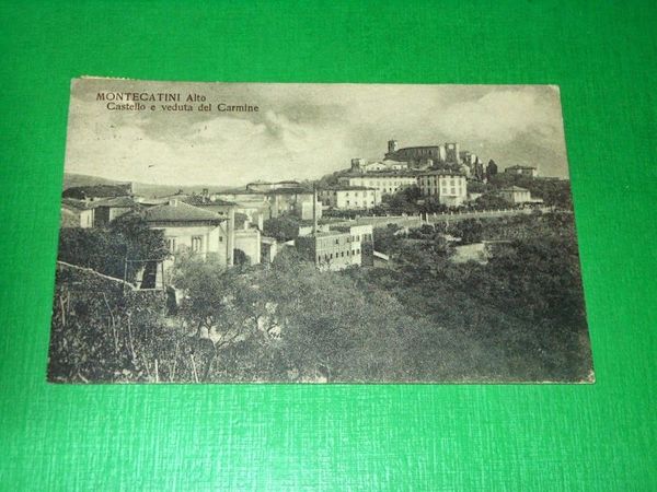 Cartolina Montecatini Alto - Castello e veduta del Carmine 1921