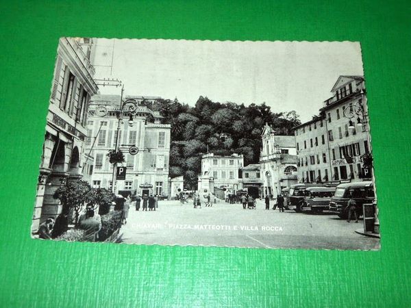 Cartolina Chiavari - Piazza Matteotti e Villa Rocca 1956