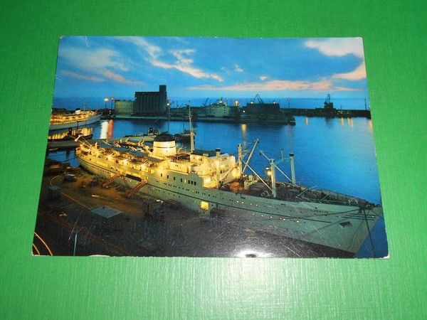 Cartolina Civitavecchia - Il Porto ( notturno ) 1965 ca