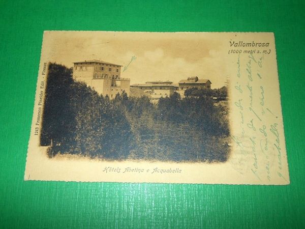 Cartolina Vallombrosa - Hotels Albertina e Acquabella 1921
