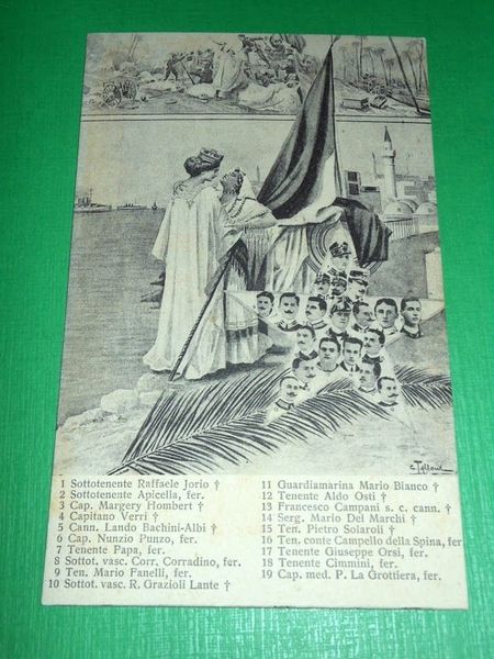 Cartolina Militaria WWI - I nomi dei Caduti - illustratore …