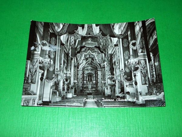 Cartolina Canicattì - Interno Chiesa di S. Francesco 1959