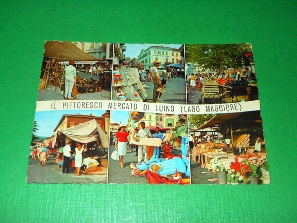 Cartolina Luino - Il pittoresco mercato - Vedute diverse 1964