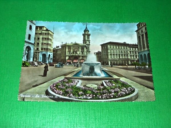 Cartolina Varese - La Fontana di Piazza Monte Grappa 1958