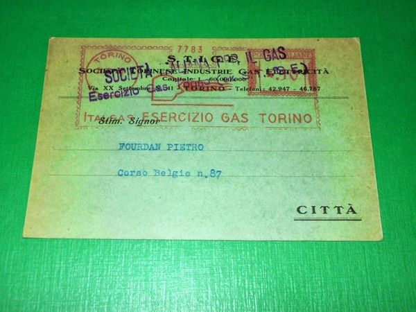 Cartolina Pubblicità S.T.I.G.E. Soc. Torinese Industrie Gas Elettricità 1932