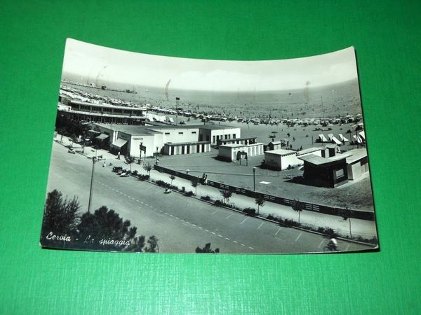 Cartolina Cervia - La spiaggia 1957