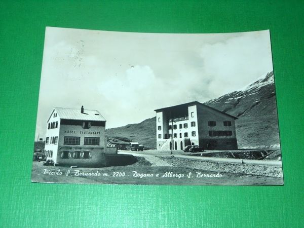 Cartolina Piccolo S. Bernardo - Dogana e Albergo S. Bernardo …