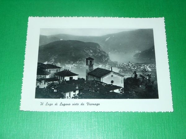 Cartolina Il Lago di Lugano visto da Viconago 1952