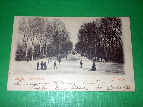 Cartolina Cascine - Viale del Re - Firenze 1900