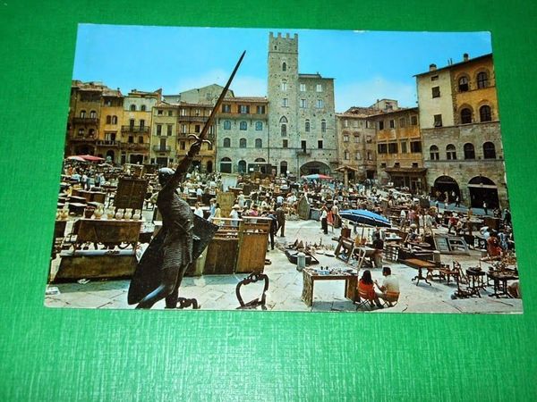 Cartolina Arezzo - Piazza Vasari - Fiera Antiquaria 1978