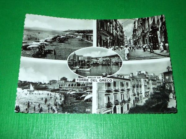 Cartolina Saluti da Torre del Greco - Vedute diverse 1957
