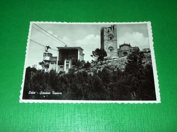 Cartolina Erice - Stazione Funivia 1955 ca