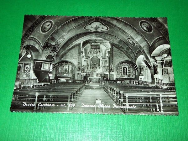 Cartolina Brosso Canavese - Interno Chiesa Parrocchiale 1967