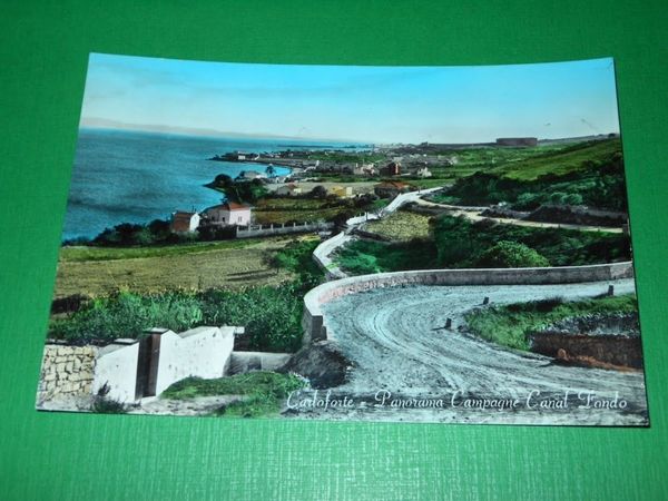 Cartolina Carloforte - Panorama Campagne Canal Fondo 1963