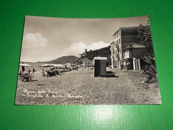 Cartolina Borghetto Santo Spirito - La spiaggia 1954