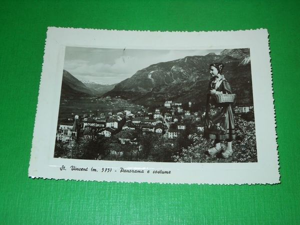 Cartolina St. Vincent - Panorama e costume 1956