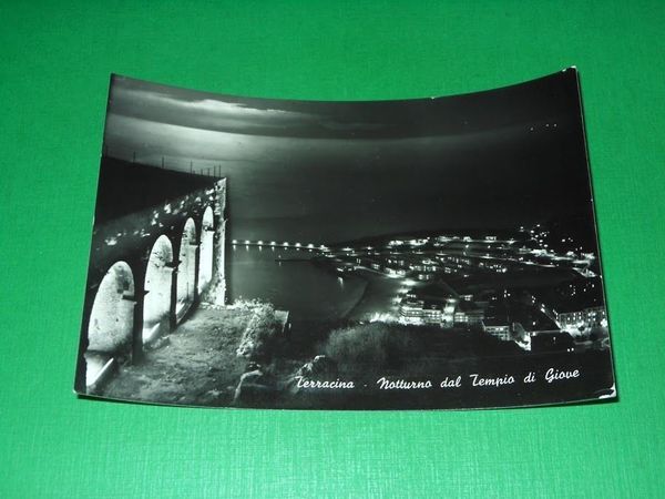 Cartolina Terracina - Notturno dal Tempio di Giove 1961