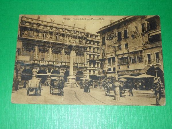Cartolina Verona - Piazza delle Erbe e Palazzo Maffei 1920 …