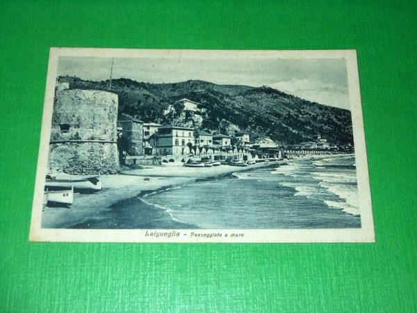 Cartolina Laigueglia - Passeggiata a mare 1935