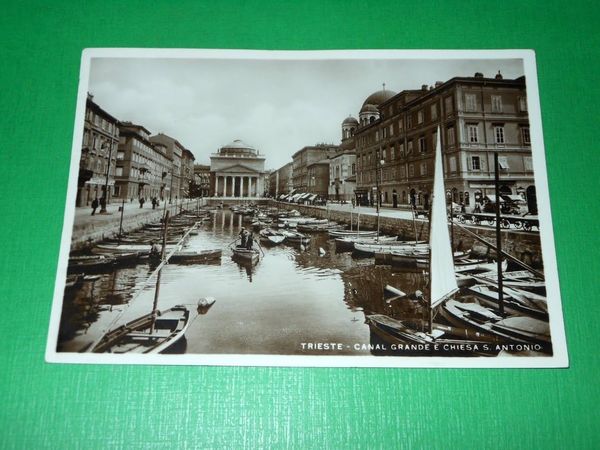Cartolina Trieste - Canal Grande e Chiesa S. Antonio 1933