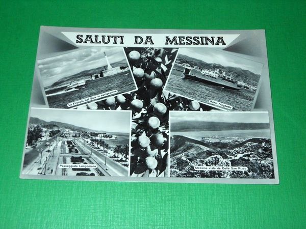 Cartolina Saluti da Messina - Vedute diverse 1955 ca