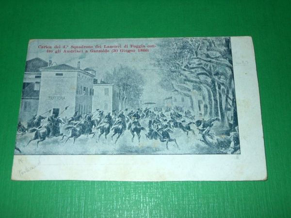 Cartolina Militaria - 4° Squadrone dei Lancieri di Foggia contro …